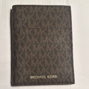 Michael Kors Dark Brown Monogram Travel Wallet/Passport Holder